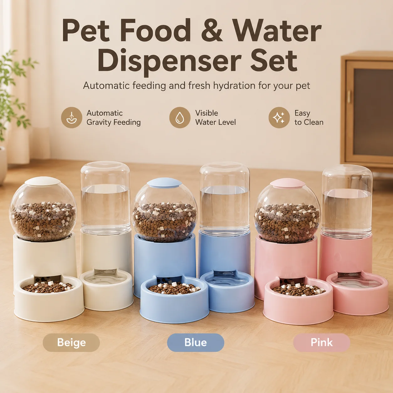 Pet Food and Water Dispenser Set wholesale OEM pet product